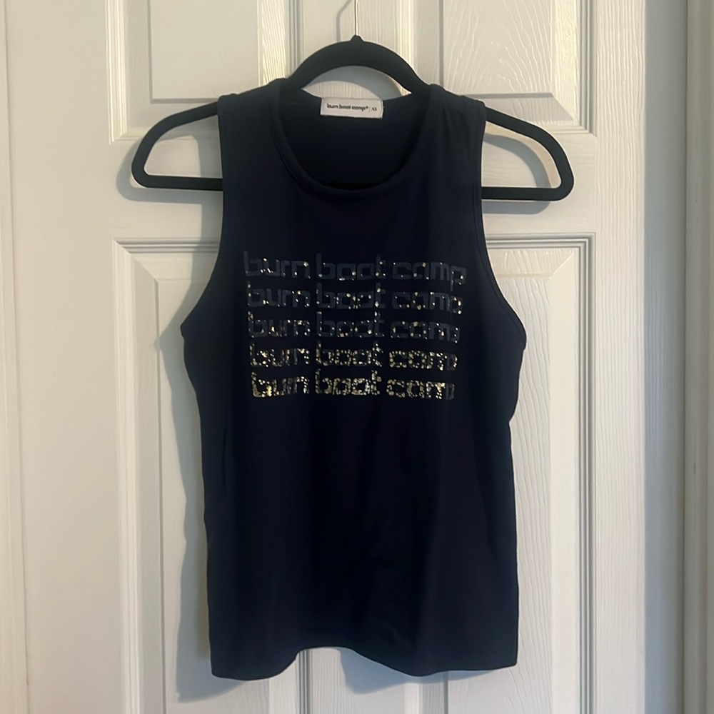 XS BURN Bootcamp Tank- navy and gold